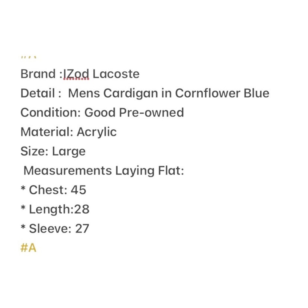 Izod Lacoste Mens Vintage Cardigan Sweater Blue Acrylic Large L Crocodile logo - Picture 7 of 7
